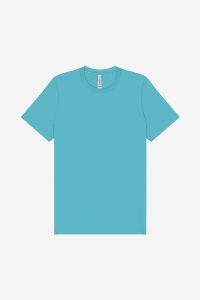 teal short sleeve t-shirt on model